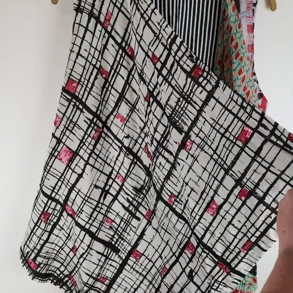 Save the Queen Vest Waterfall Scarf Patchwork Avant Garde Womens Size Small